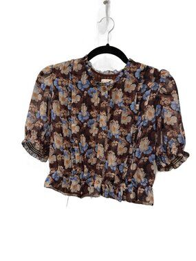 Wilfred Floral Top Brown Blue Size M